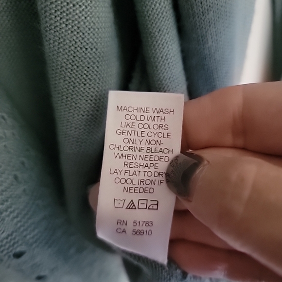 Maurices Size XL Open Cardigan Light Green Pointelle Stitch Detail Back Long Slv - Picture 9 of 12